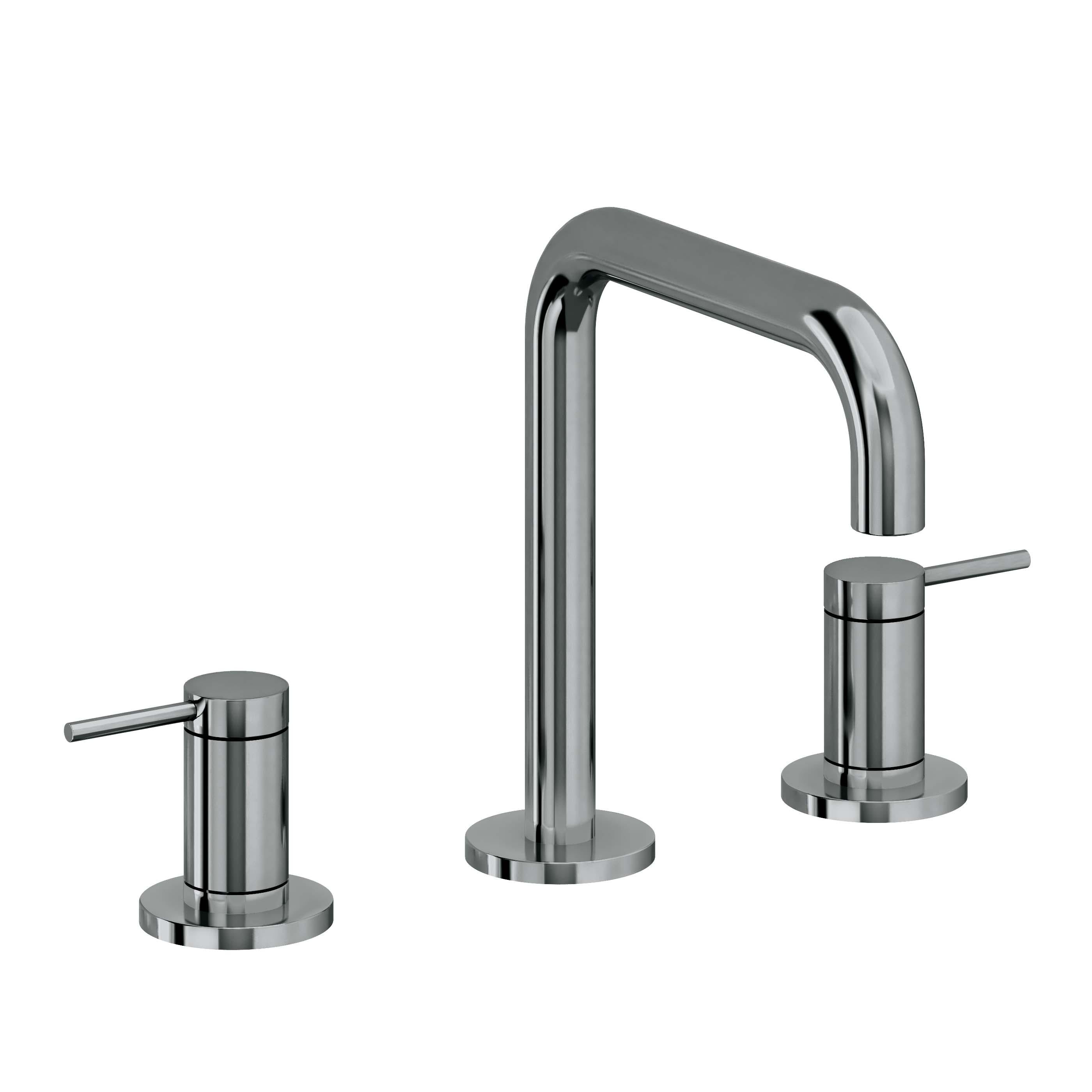 California Faucets D Street 8" Llave de Lavabo de 3 Orificios para Cubierta, con Dos Manerales - Palanca Redonda - Níquel Negro