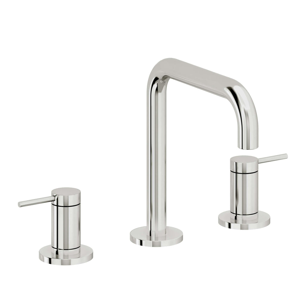 California Faucets D Street 8" Llave de Lavabo de 3 Orificios para Cubierta, con Dos Manerales - Palanca Redonda - Cromo Pulido