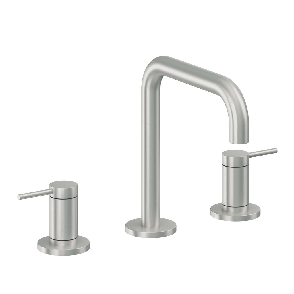 California Faucets D Street 8" Llave de Lavabo de 3 Orificios para Cubierta, con Dos Manerales - Palanca Redonda - Cromo Satinado