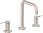 California Faucets D Street 8" Llave de Lavabo de 3 Orificios para Cubierta, con Dos Manerales - Palanca Redonda - Níquel Satinado