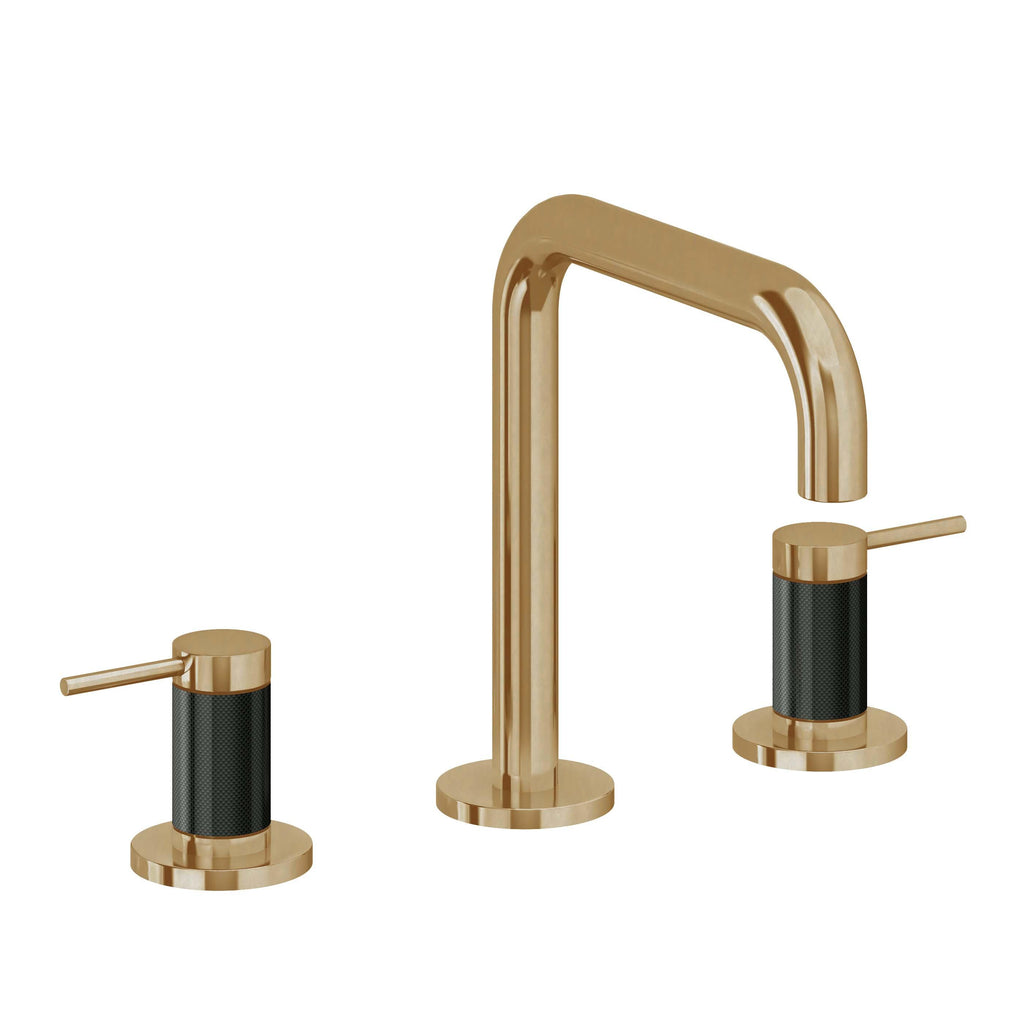 California Faucets D Street 8" Llave de Lavabo de 3 Orificios para Cubierta, con Dos Manerales - Palanca Redonda - Latón Bruñido