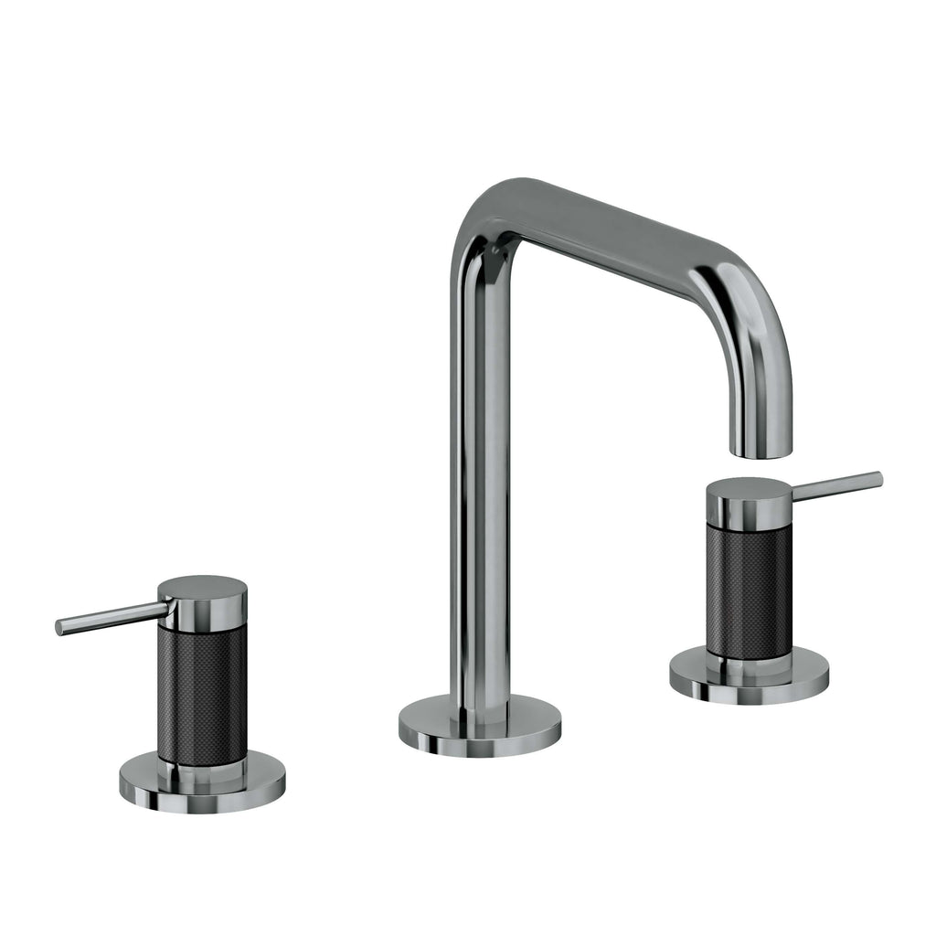 California Faucets D Street 8" Llave de Lavabo de 3 Orificios para Cubierta, con Dos Manerales - Palanca Redonda - Níquel Negro