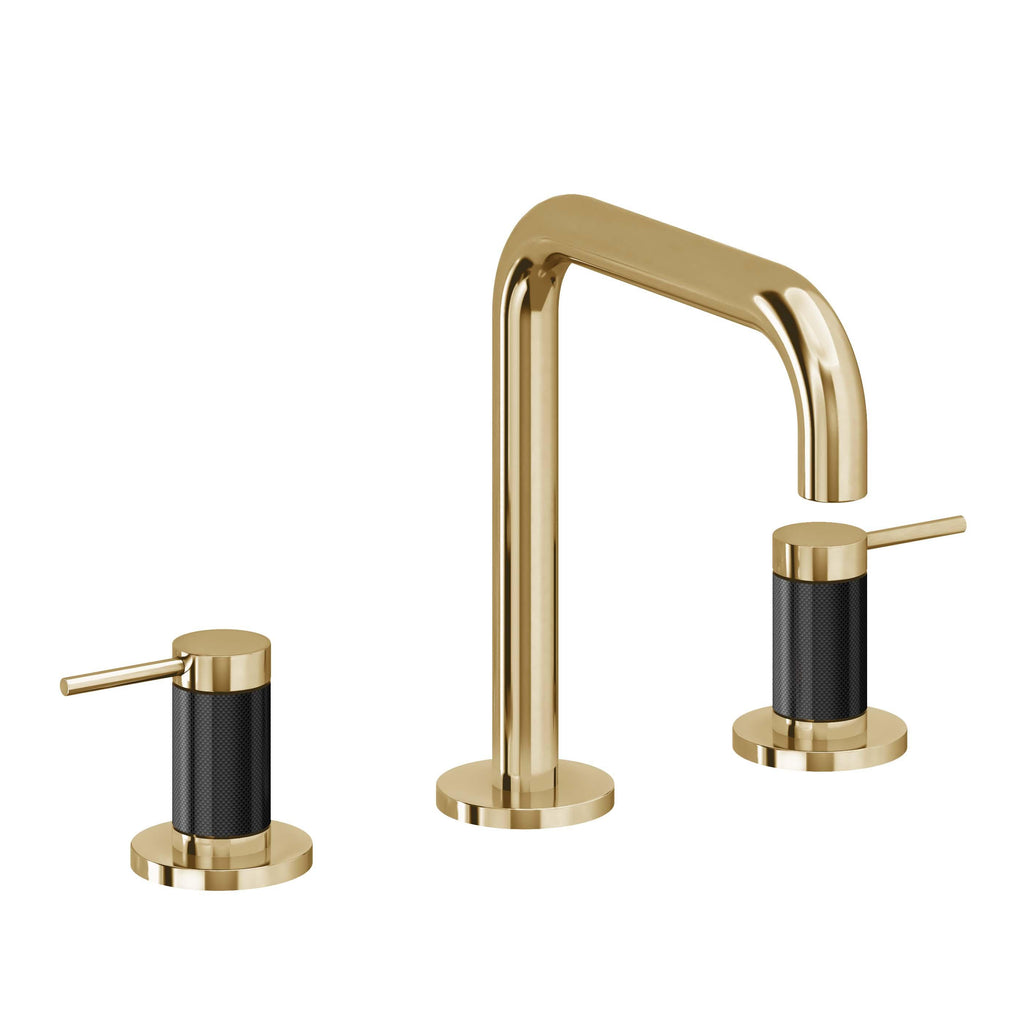 California Faucets D Street 8" Llave de Lavabo de 3 Orificios para Cubierta, con Dos Manerales - Palanca Redonda - Oro Francés