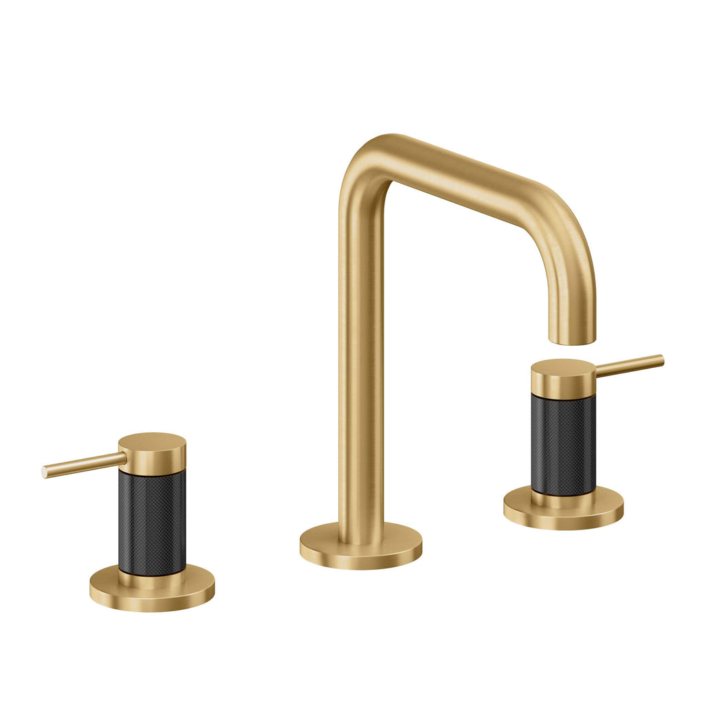 California Faucets D Street 8" Llave de Lavabo de 3 Orificios para Cubierta, con Dos Manerales - Palanca Redonda - Oro Satinado de por Vida