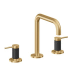 California Faucets D Street 8" Llave de Lavabo de 3 Orificios para Cubierta, con Dos Manerales - Palanca Redonda - Oro Satinado de por Vida
