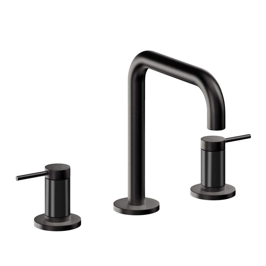 California Faucets D Street 8" Llave de Lavabo de 3 Orificios para Cubierta, con Dos Manerales - Palanca Redonda - Negro Mate
