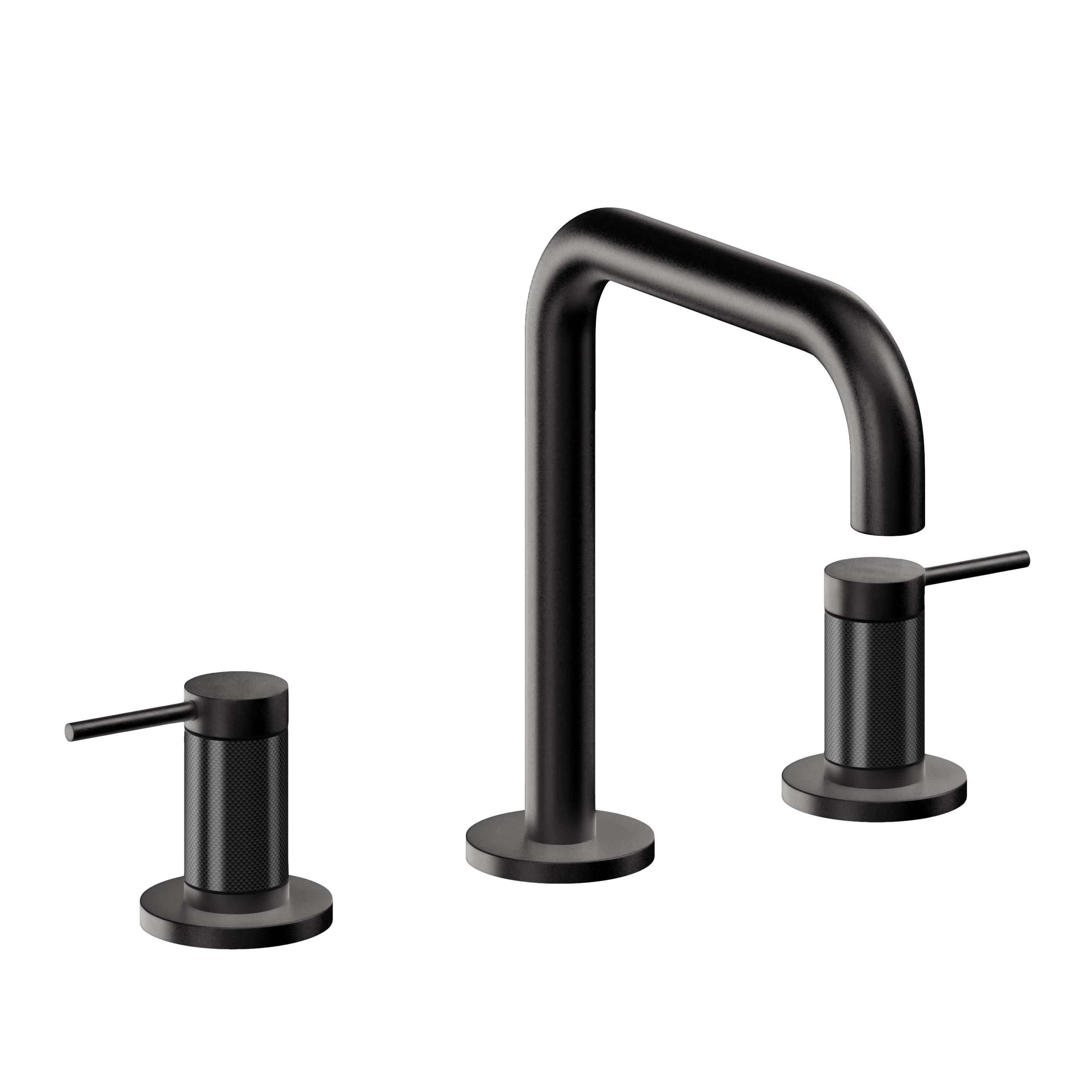California Faucets D Street 8" Llave de Lavabo de 3 Orificios para Cubierta, con Dos Manerales - Palanca Redonda - Negro Mate