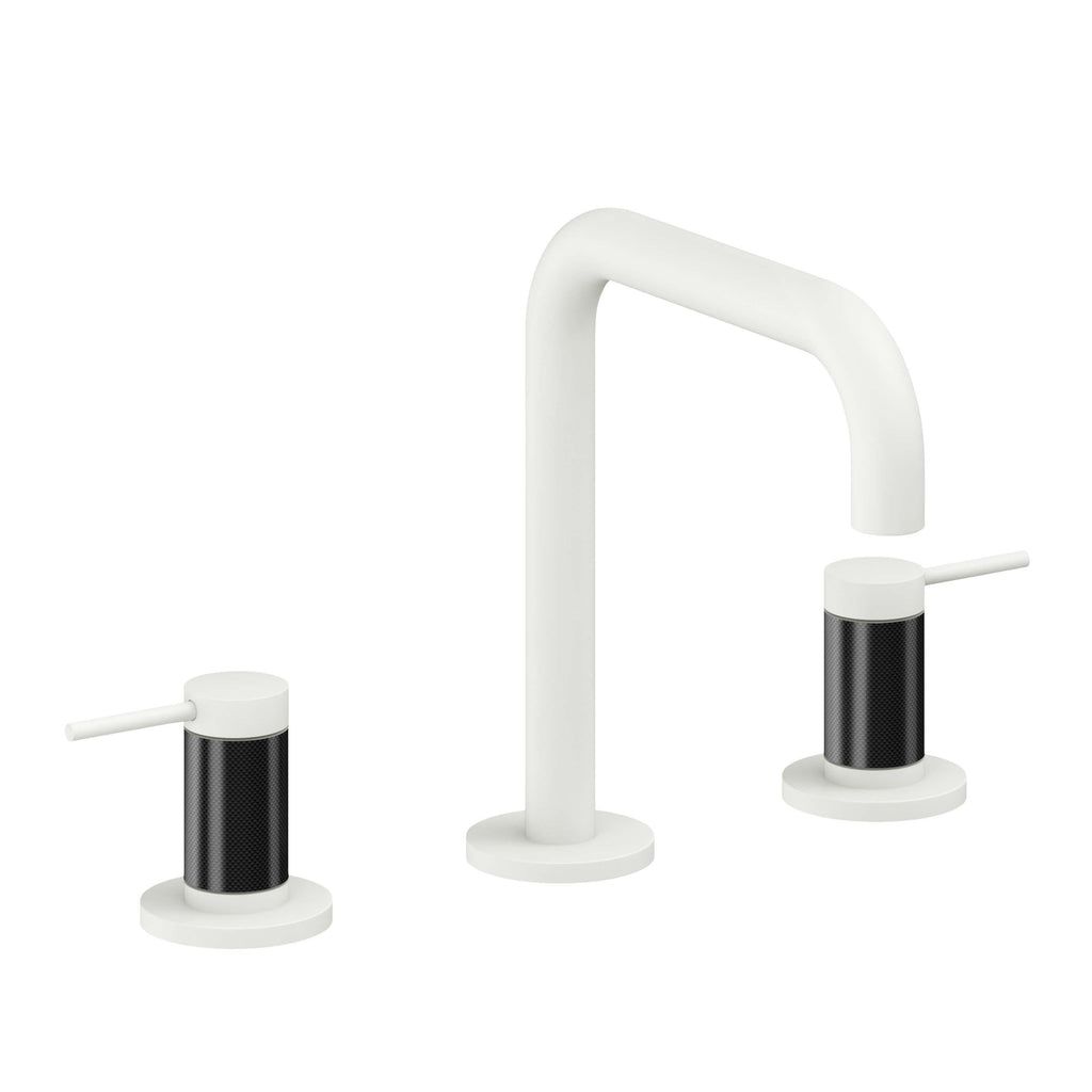California Faucets D Street 8" Llave de Lavabo de 3 Orificios para Cubierta, con Dos Manerales - Palanca Redonda - Blanco Mate