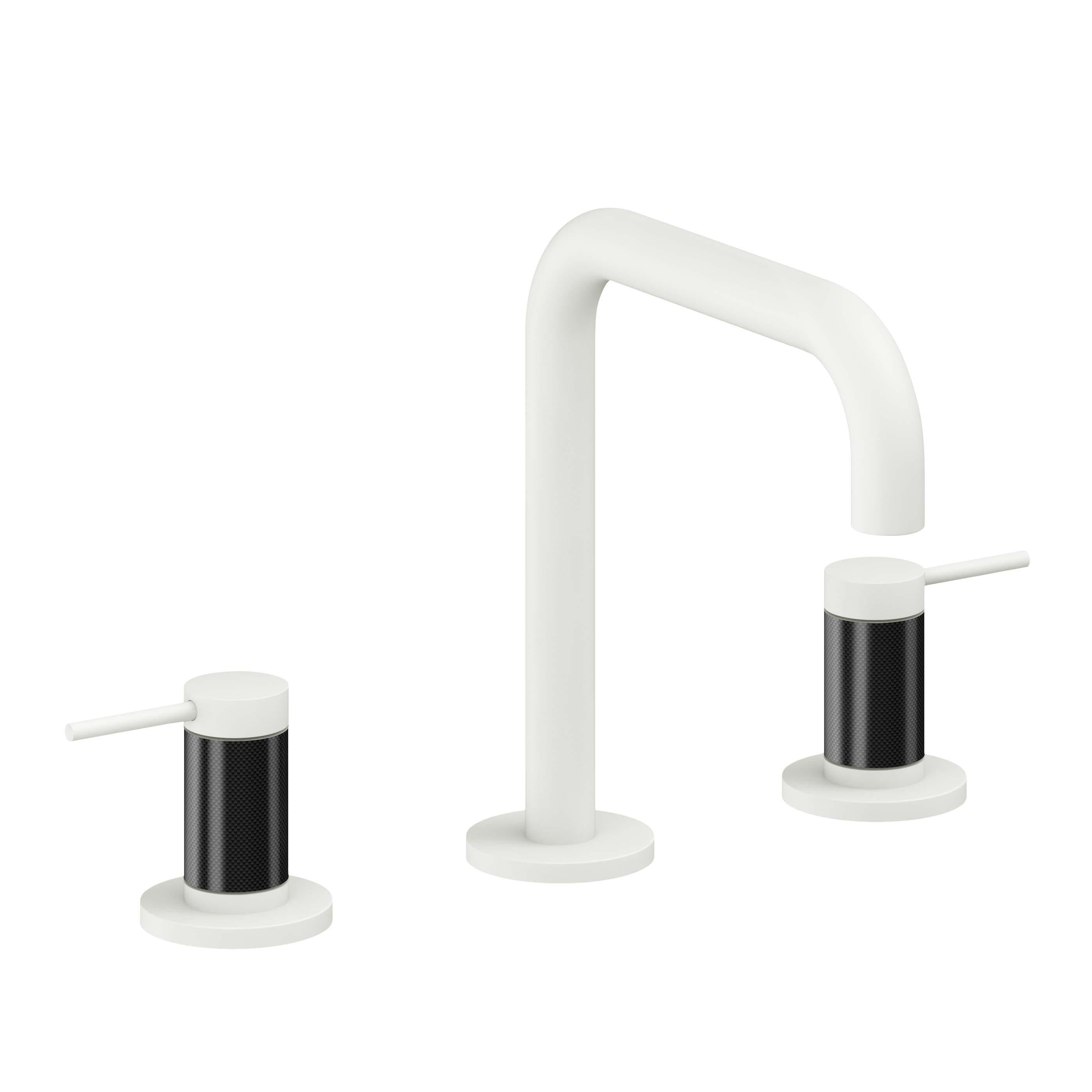 California Faucets D Street 8" Llave de Lavabo de 3 Orificios para Cubierta, con Dos Manerales - Palanca Redonda - Blanco Mate