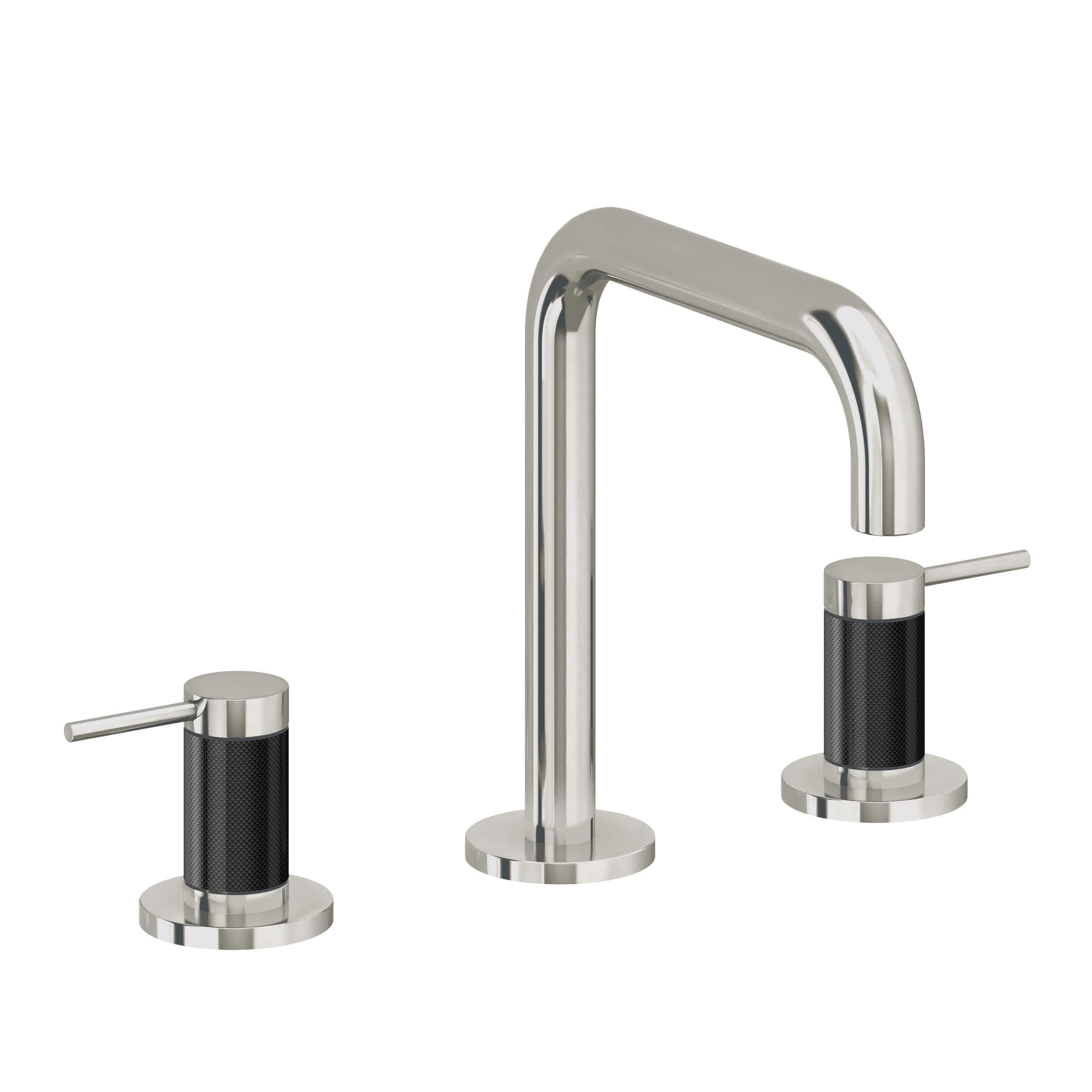 California Faucets D Street 8" Llave de Lavabo de 3 Orificios para Cubierta, con Dos Manerales - Palanca Redonda - Níquel Pulido
