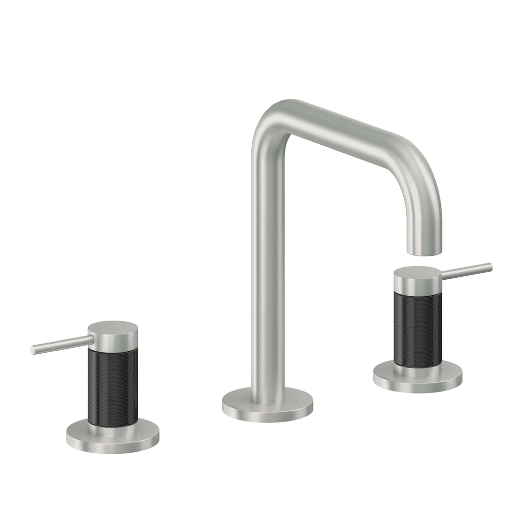 California Faucets D Street 8" Llave de Lavabo de 3 Orificios para Cubierta, con Dos Manerales - Palanca Redonda - Cromo Satinado
