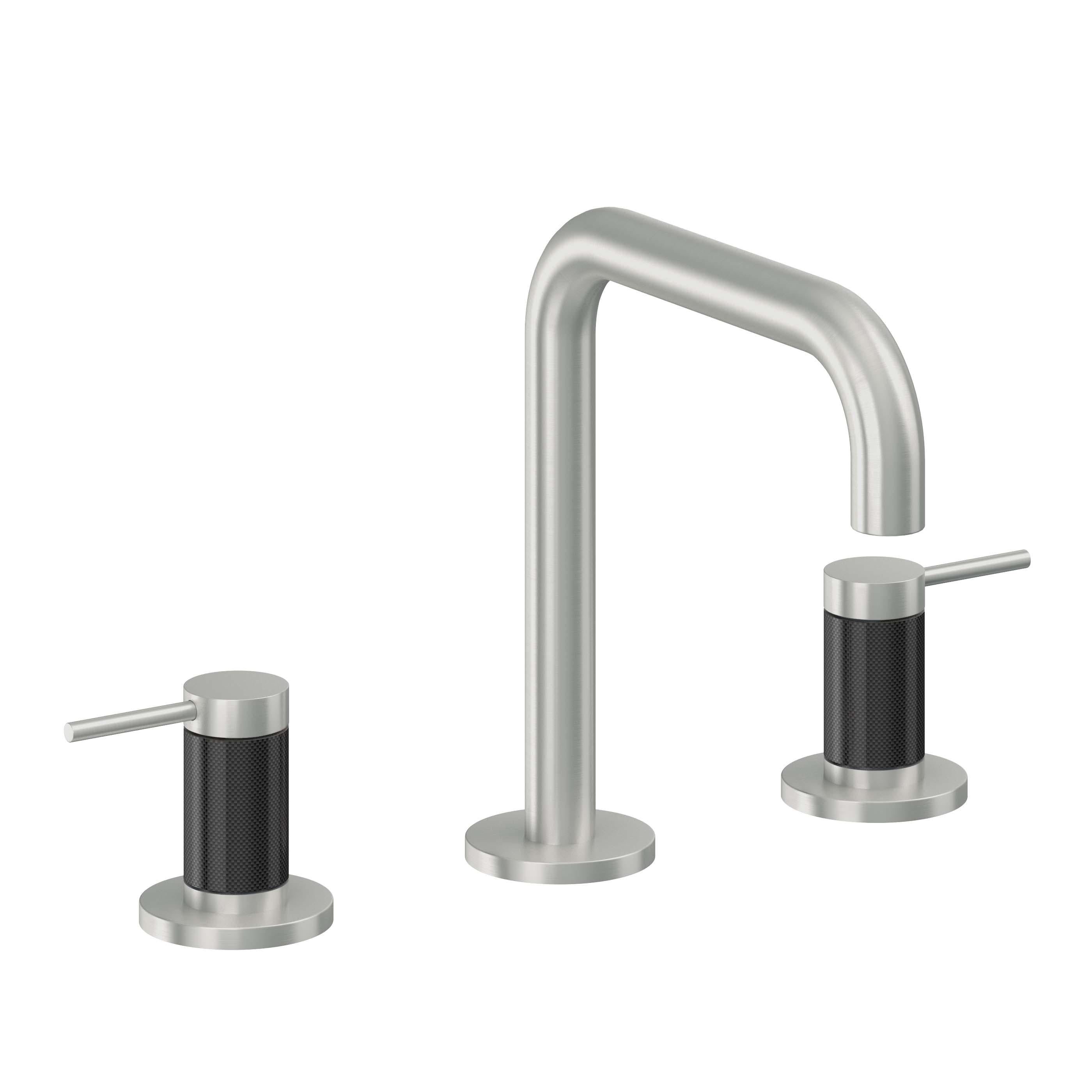 California Faucets D Street 8" Llave de Lavabo de 3 Orificios para Cubierta, con Dos Manerales - Palanca Redonda - Cromo Satinado