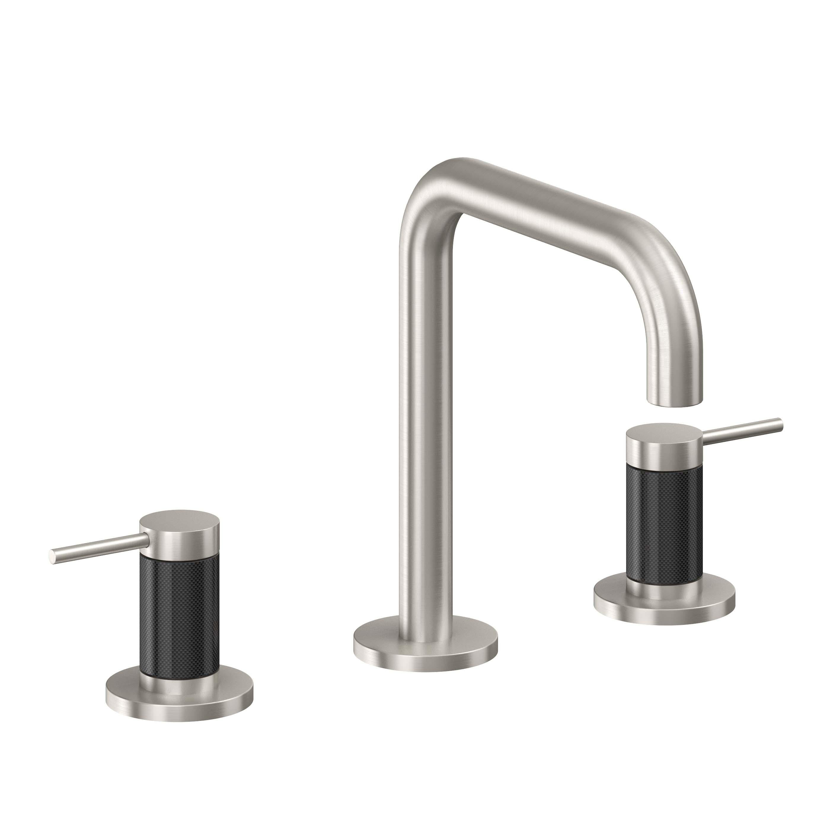 California Faucets D Street 8" Llave de Lavabo de 3 Orificios para Cubierta, con Dos Manerales - Palanca Redonda - Acero Inoxidable Ultra