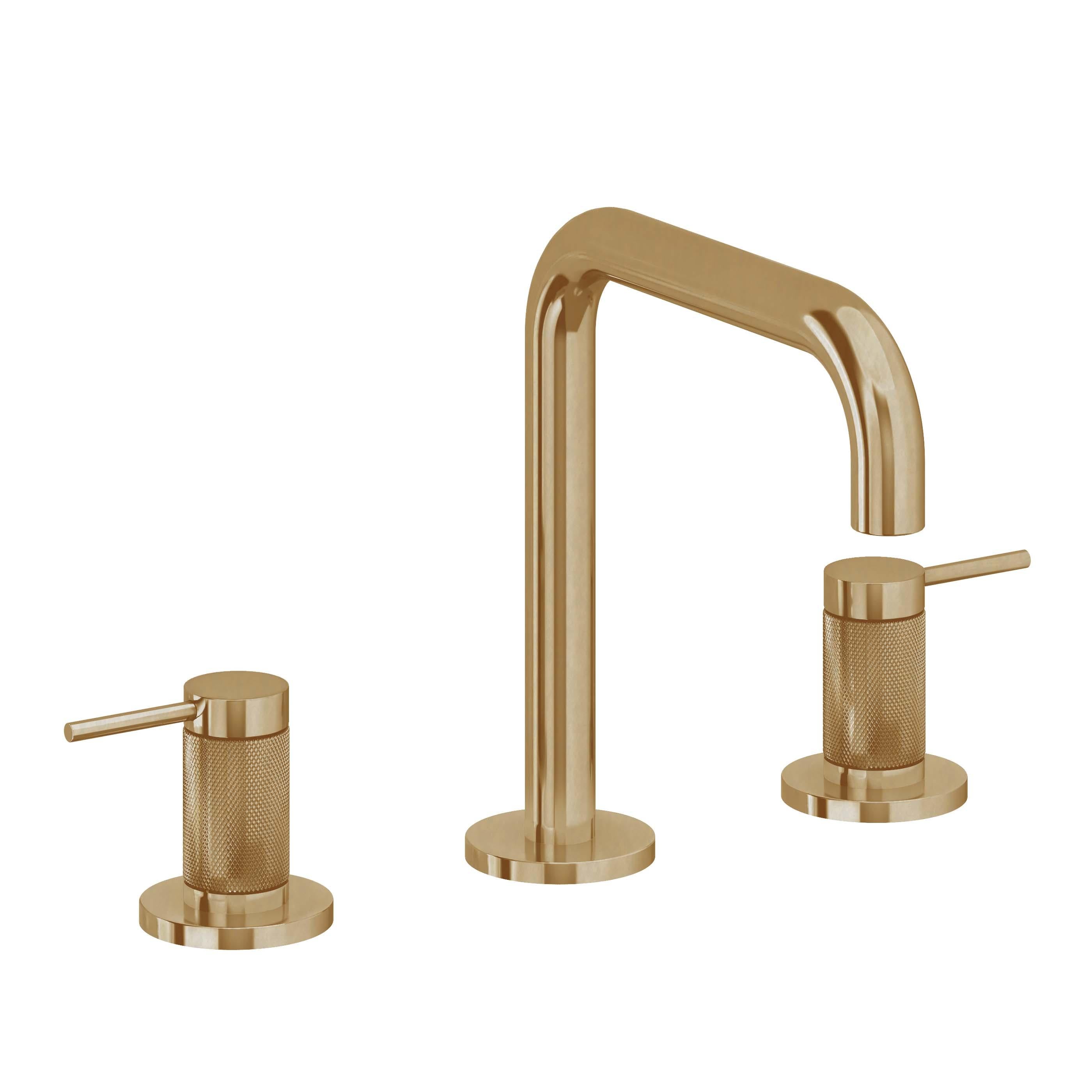 California Faucets D Street 8" Llave de Lavabo de 3 Orificios para Cubierta, con Dos Manerales - Palanca Redonda - Latón Bruñido