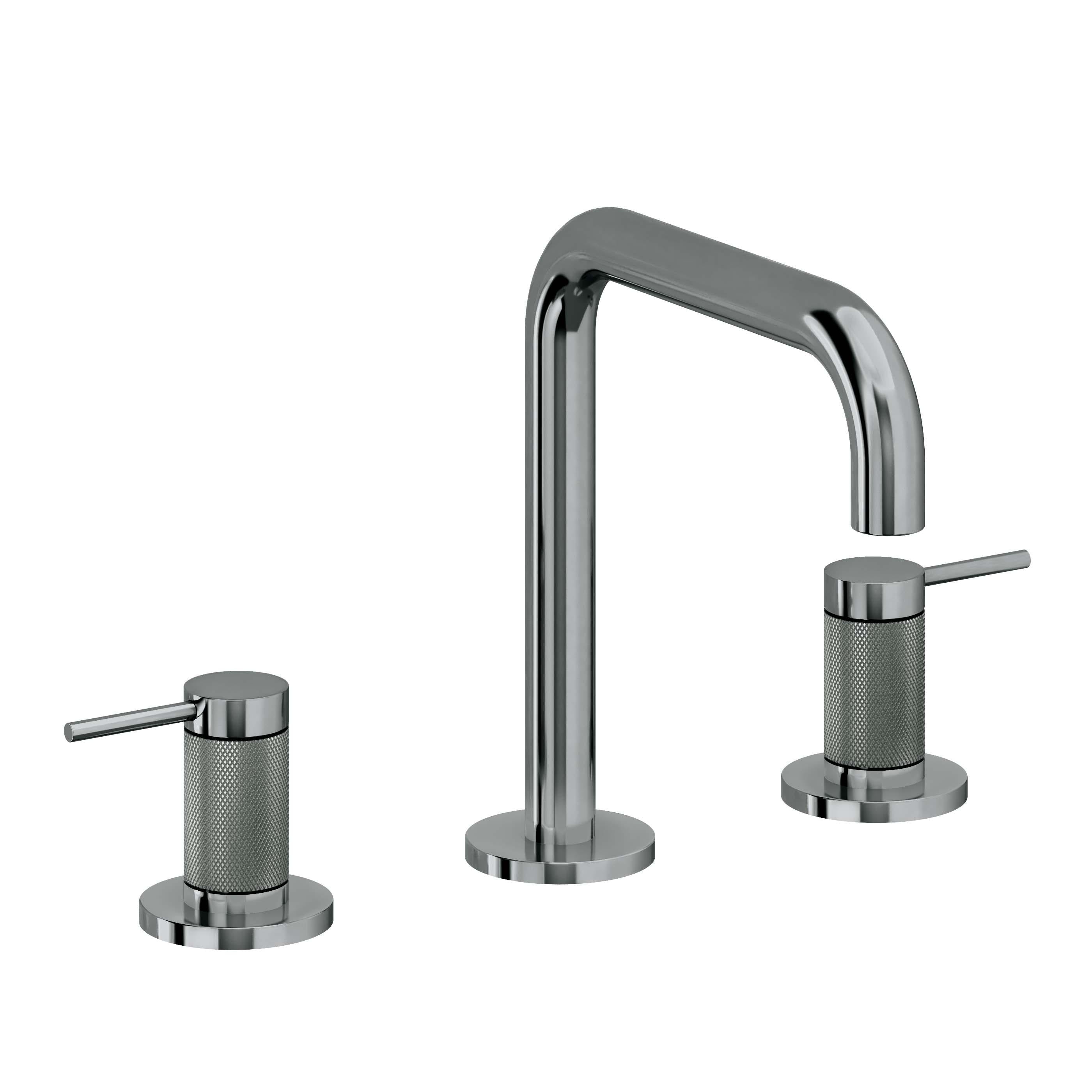 California Faucets D Street 8" Llave de Lavabo de 3 Orificios para Cubierta, con Dos Manerales - Palanca Redonda - Níquel Negro