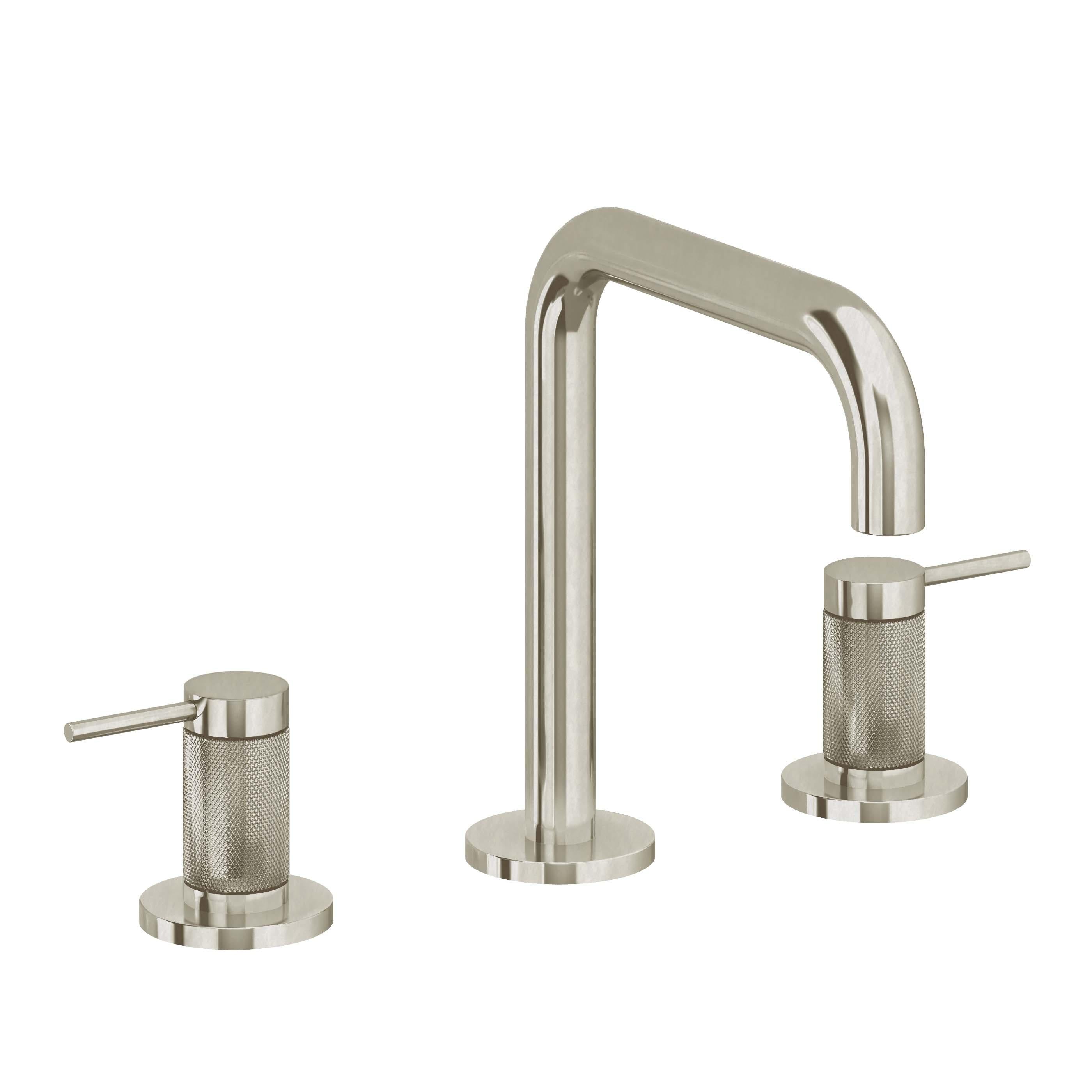 California Faucets D Street 8" Llave de Lavabo de 3 Orificios para Cubierta, con Dos Manerales - Palanca Redonda - Níquel Bruñido
