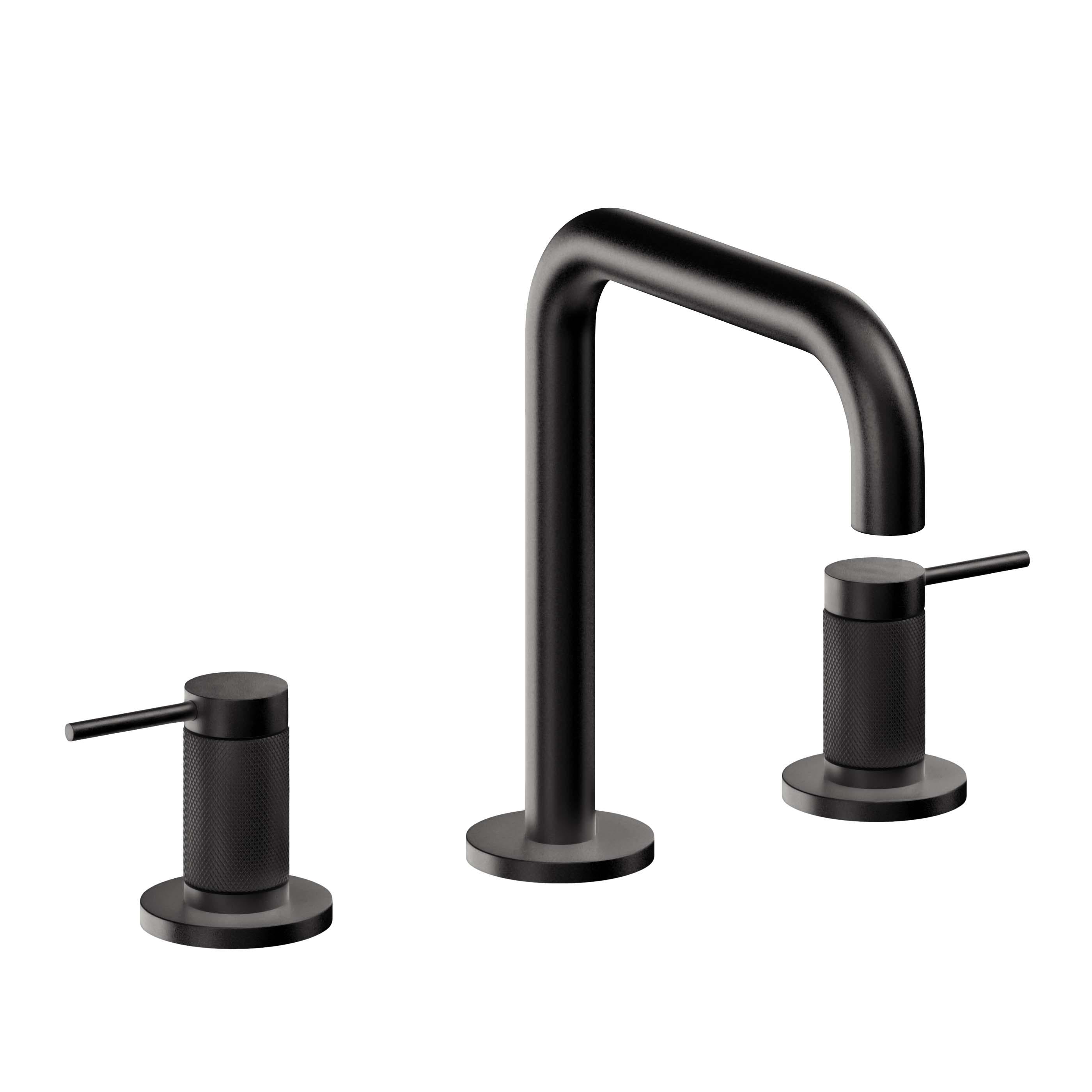 California Faucets D Street 8" Llave de Lavabo de 3 Orificios para Cubierta, con Dos Manerales - Palanca Redonda - Negro Mate