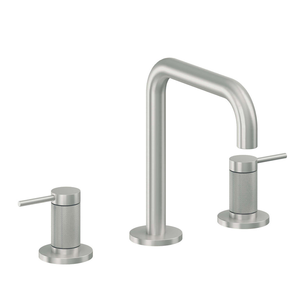 California Faucets D Street 8" Llave de Lavabo de 3 Orificios para Cubierta, con Dos Manerales - Palanca Redonda - Cromo Satinado