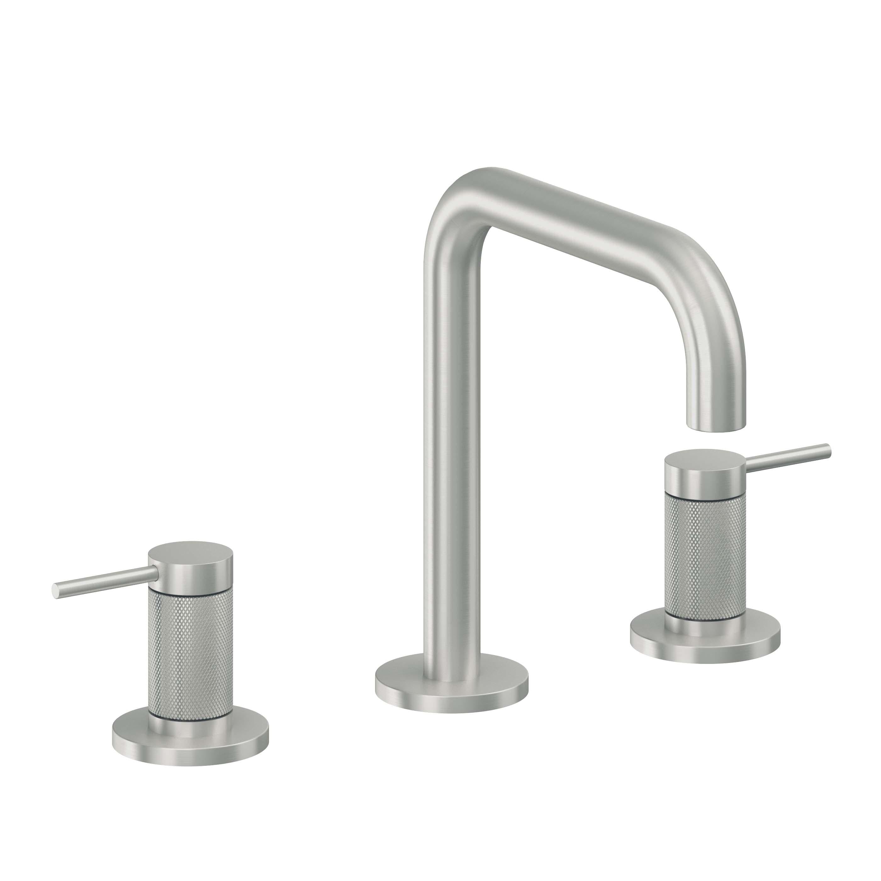 California Faucets D Street 8" Llave de Lavabo de 3 Orificios para Cubierta, con Dos Manerales - Palanca Redonda - Cromo Satinado