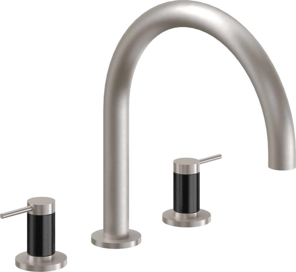 California Faucets D Street Juego Completo para Tina Romana - Palanca Redonda - Níquel Satinado