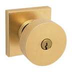 Baldwin Hardware Juego de Entrada con Llave 5250 — Perilla Minneapolis con Roseta Cuadrada — Latón satinado Lifetime