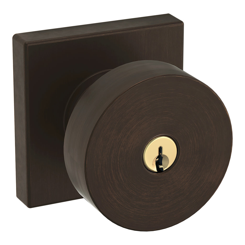 Baldwin Hardware Juego de Entrada con Llave 5250 — Perilla Minneapolis con Roseta Cuadrada — Bronce veneciano