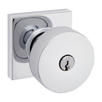 Baldwin Hardware Juego de Entrada con Llave 5250 — Perilla Minneapolis con Roseta Cuadrada — Cromo pulido