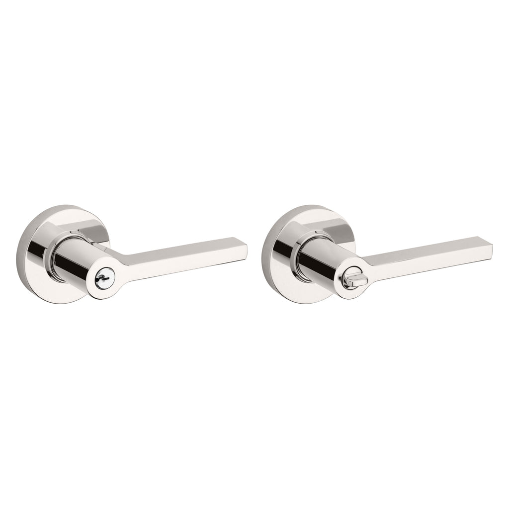 Baldwin Hardware Juego de Entrada con Llave 5260 — Manija Square con Roseta Redonda — Níquel pulido Lifetime