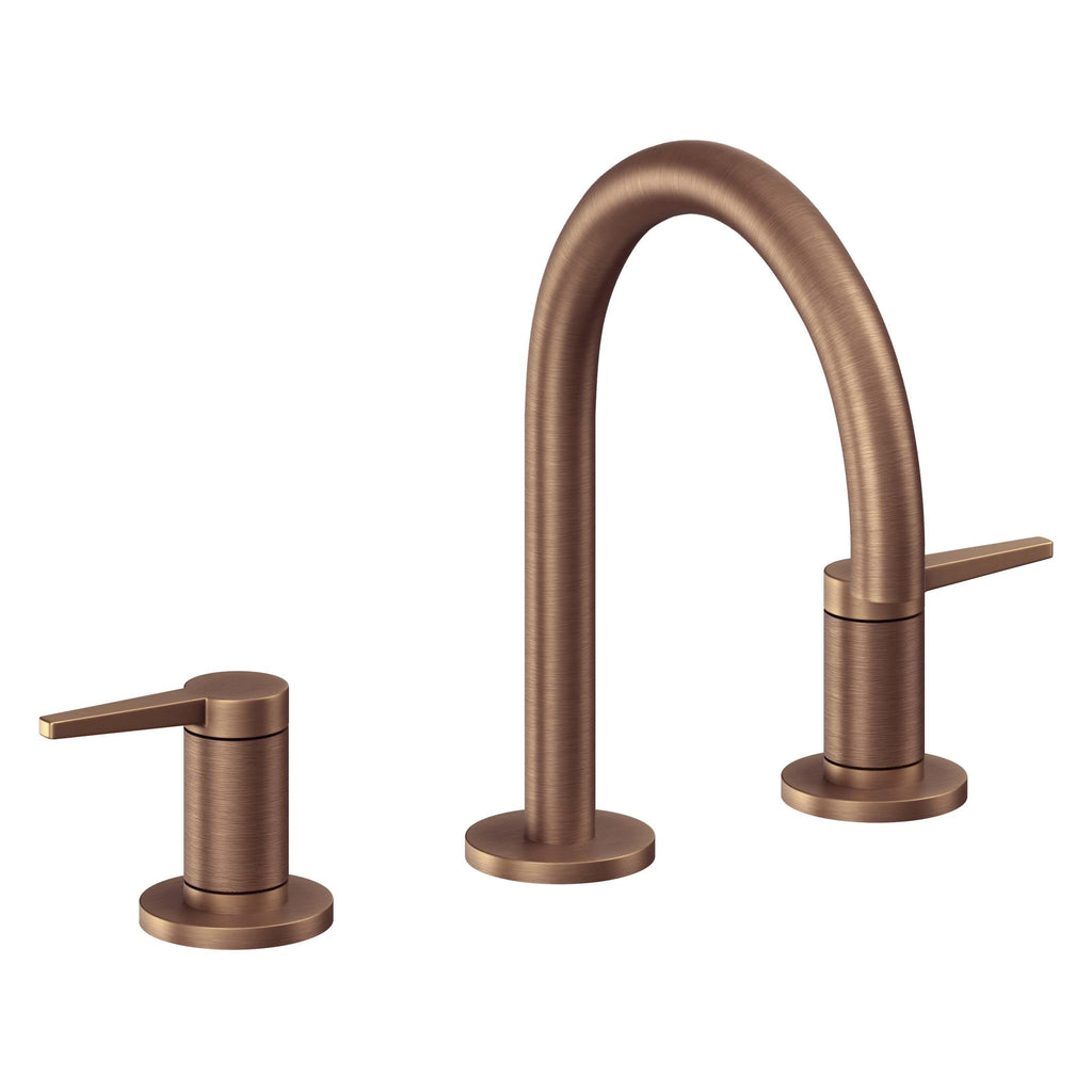 California Faucets D Street 8" Llave de Lavabo de 3 Orificios para Cubierta, con Dos Manerales - Palanca Plana - Cobre Antiguo Mate