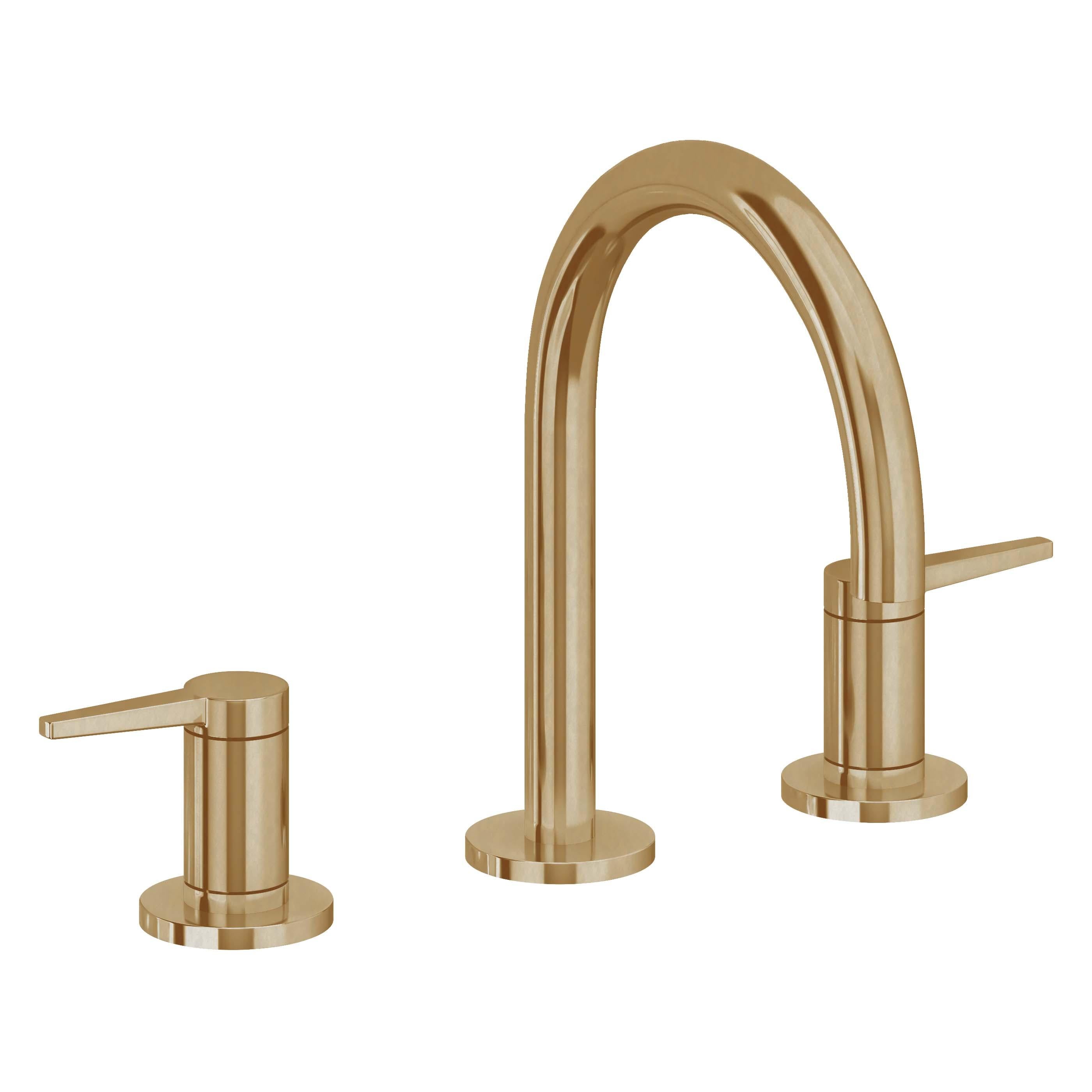 California Faucets D Street 8" Llave de Lavabo de 3 Orificios para Cubierta, con Dos Manerales - Palanca Plana - Latón Bruñido
