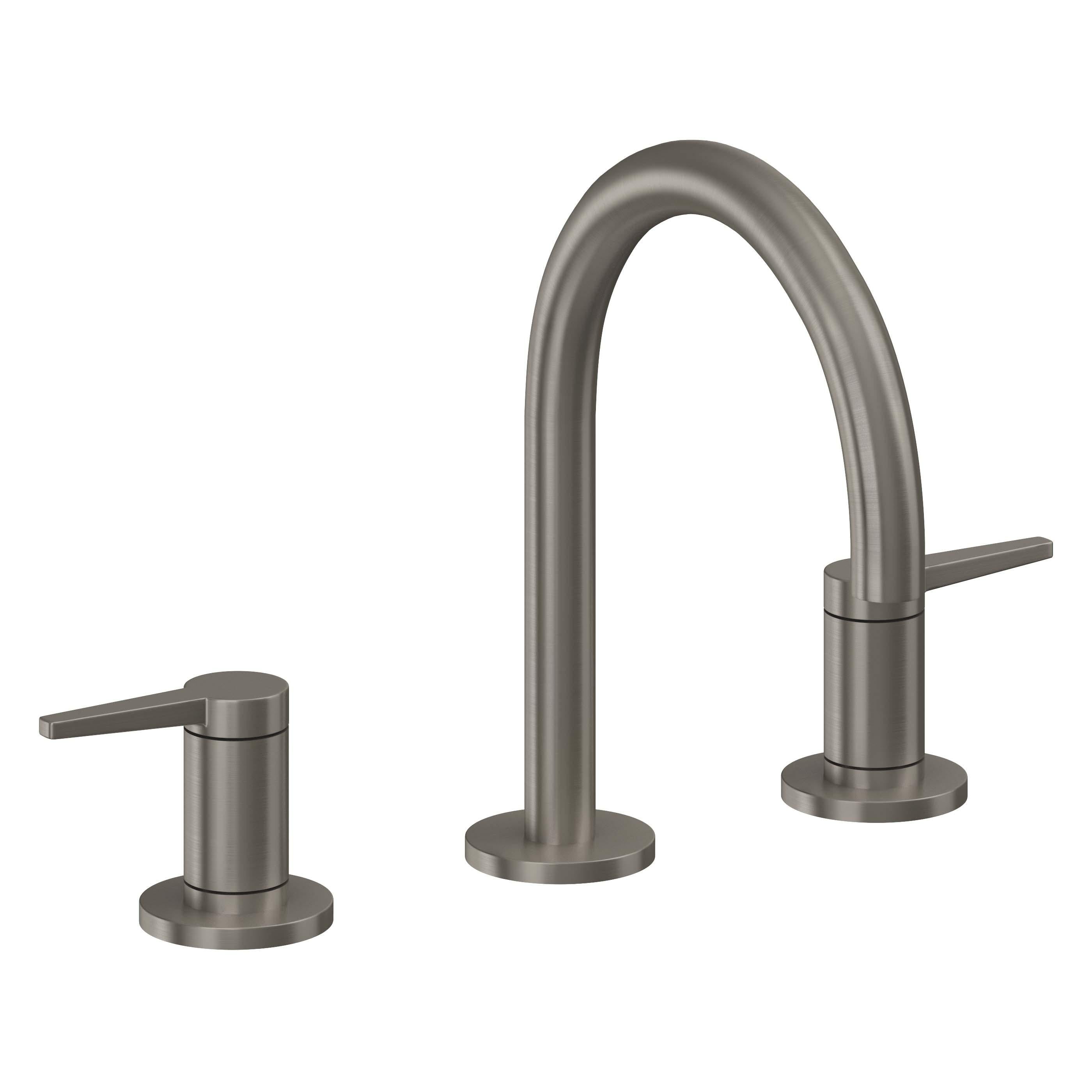 California Faucets D Street 8" Llave de Lavabo de 3 Orificios para Cubierta, con Dos Manerales - Palanca Plana - Grafito