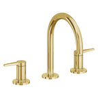 California Faucets D Street 8" Llave de Lavabo de 3 Orificios para Cubierta, con Dos Manerales - Palanca Plana - Oro Pulido de por Vida
