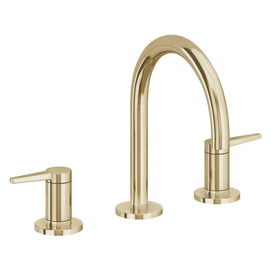 California Faucets D Street 8" Llave de Lavabo de 3 Orificios para Cubierta, con Dos Manerales - Palanca Plana - Latón Pulido sin Recubrimiento