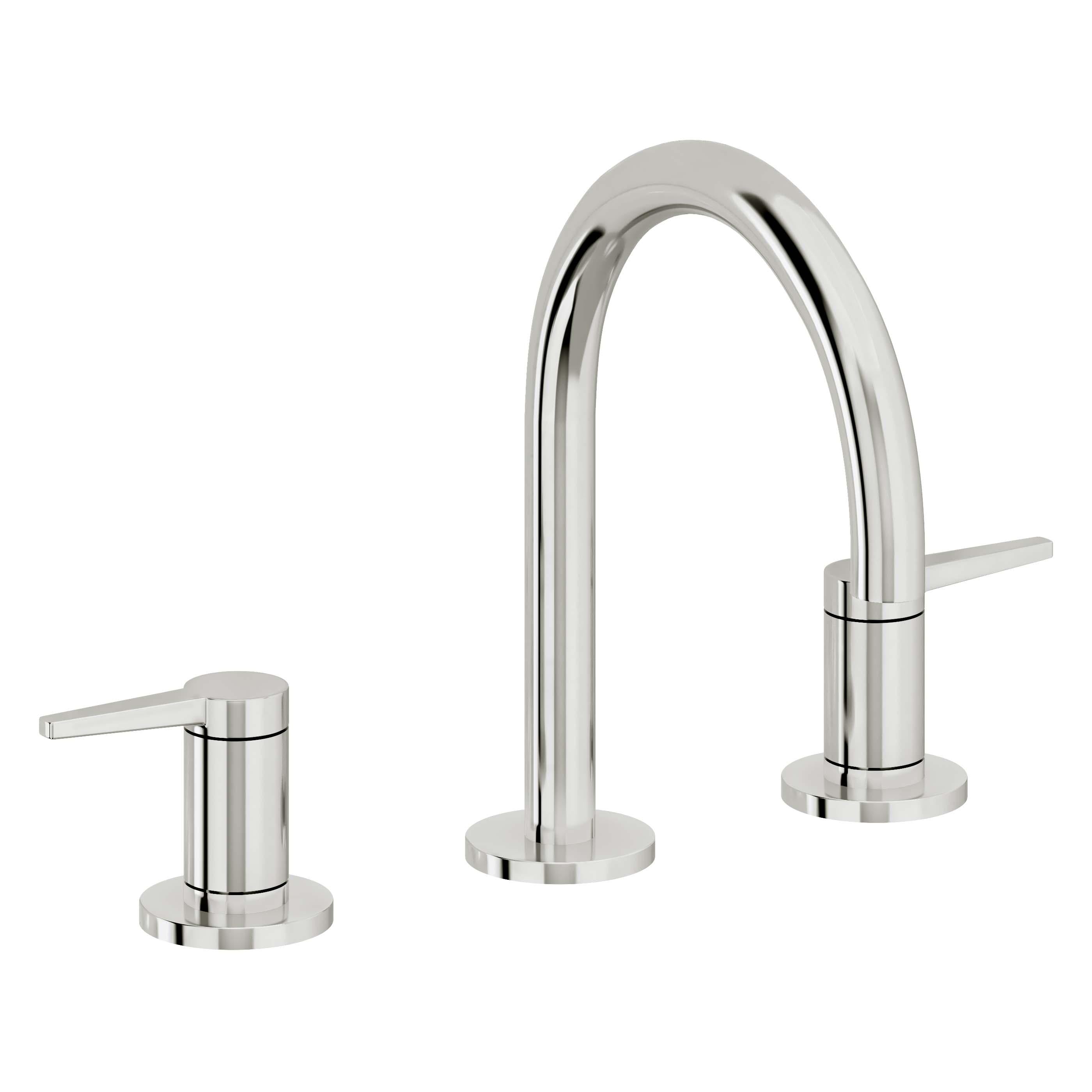 California Faucets D Street 8" Llave de Lavabo de 3 Orificios para Cubierta, con Dos Manerales - Palanca Plana - Cromo Pulido