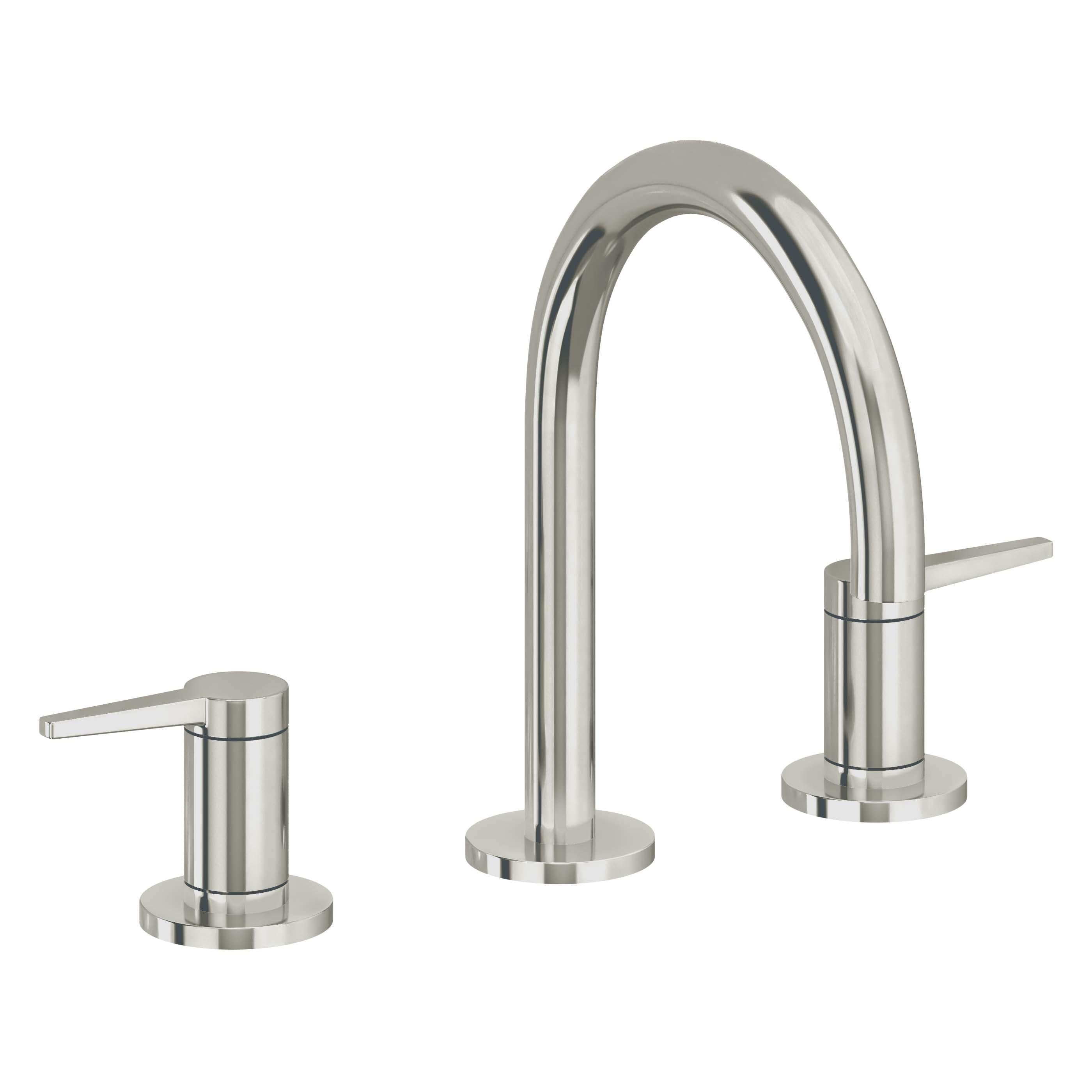 California Faucets D Street 8" Llave de Lavabo de 3 Orificios para Cubierta, con Dos Manerales - Palanca Plana - Níquel Pulido