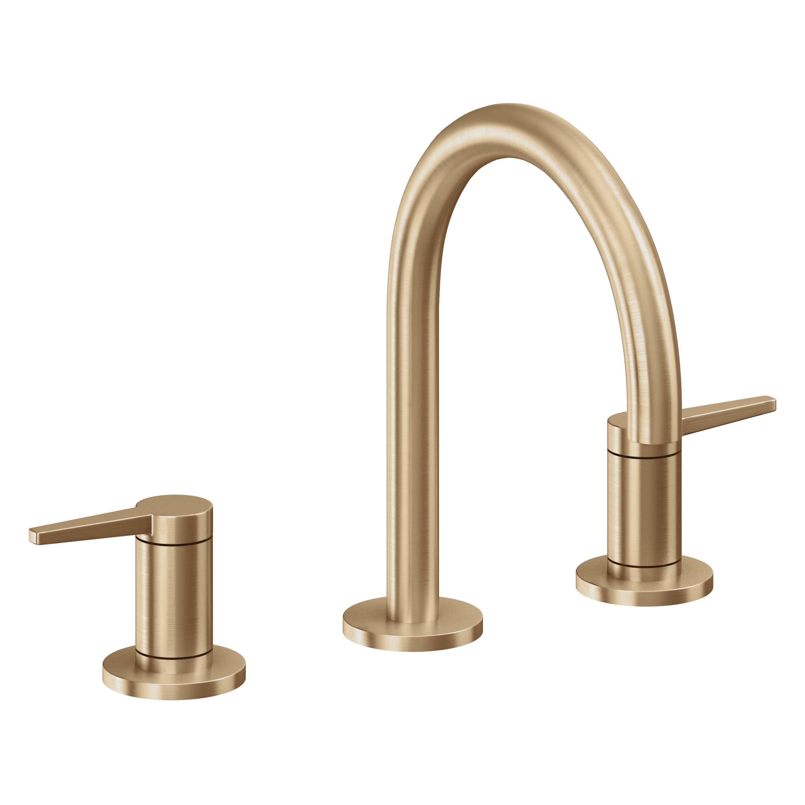 California Faucets D Street 8" Llave de Lavabo de 3 Orificios para Cubierta, con Dos Manerales - Palanca Plana - Bronce Satinado