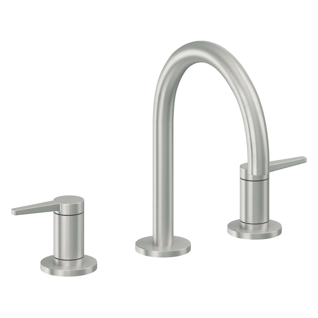 California Faucets D Street 8" Llave de Lavabo de 3 Orificios para Cubierta, con Dos Manerales - Palanca Plana - Cromo Satinado