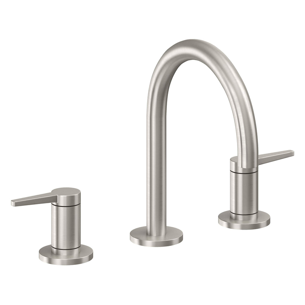 California Faucets D Street 8" Llave de Lavabo de 3 Orificios para Cubierta, con Dos Manerales - Palanca Plana - Acero Inoxidable Ultra