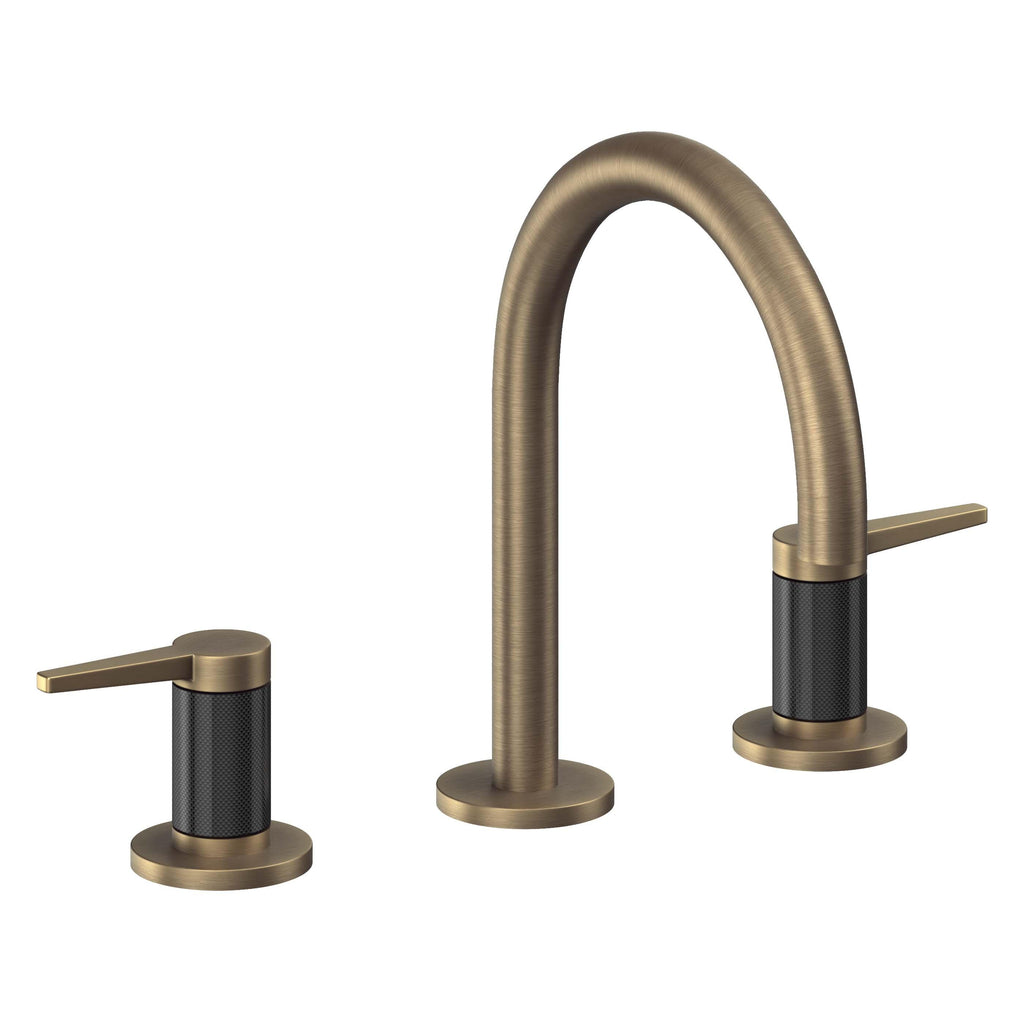 California Faucets D Street 8" Llave de Lavabo de 3 Orificios para Cubierta, con Dos Manerales - Palanca Plana - Latón Antiguo Mate