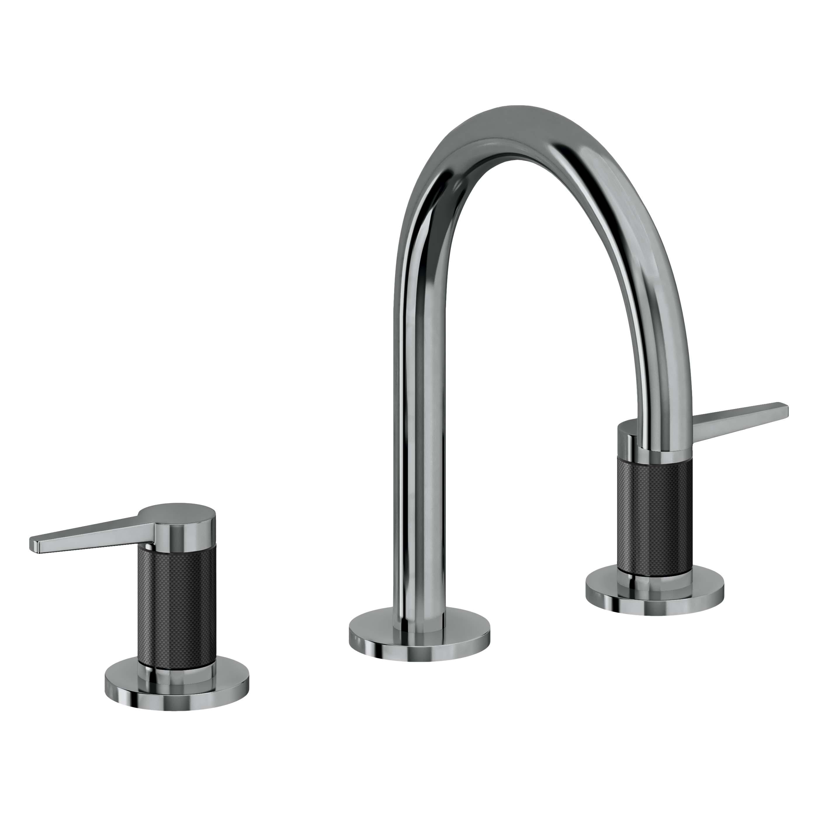 California Faucets D Street 8" Llave de Lavabo de 3 Orificios para Cubierta, con Dos Manerales - Palanca Plana - Níquel Negro