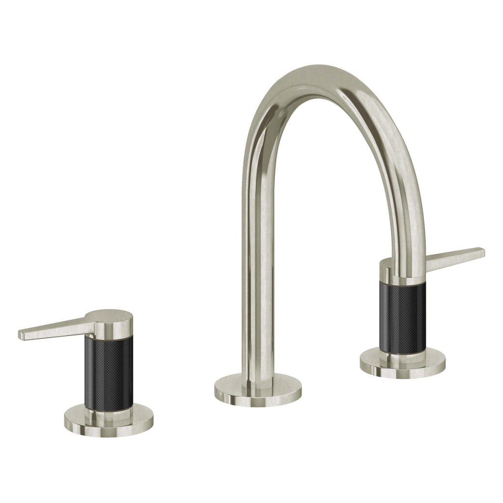 California Faucets D Street 8" Llave de Lavabo de 3 Orificios para Cubierta, con Dos Manerales - Palanca Plana - Níquel Bruñido