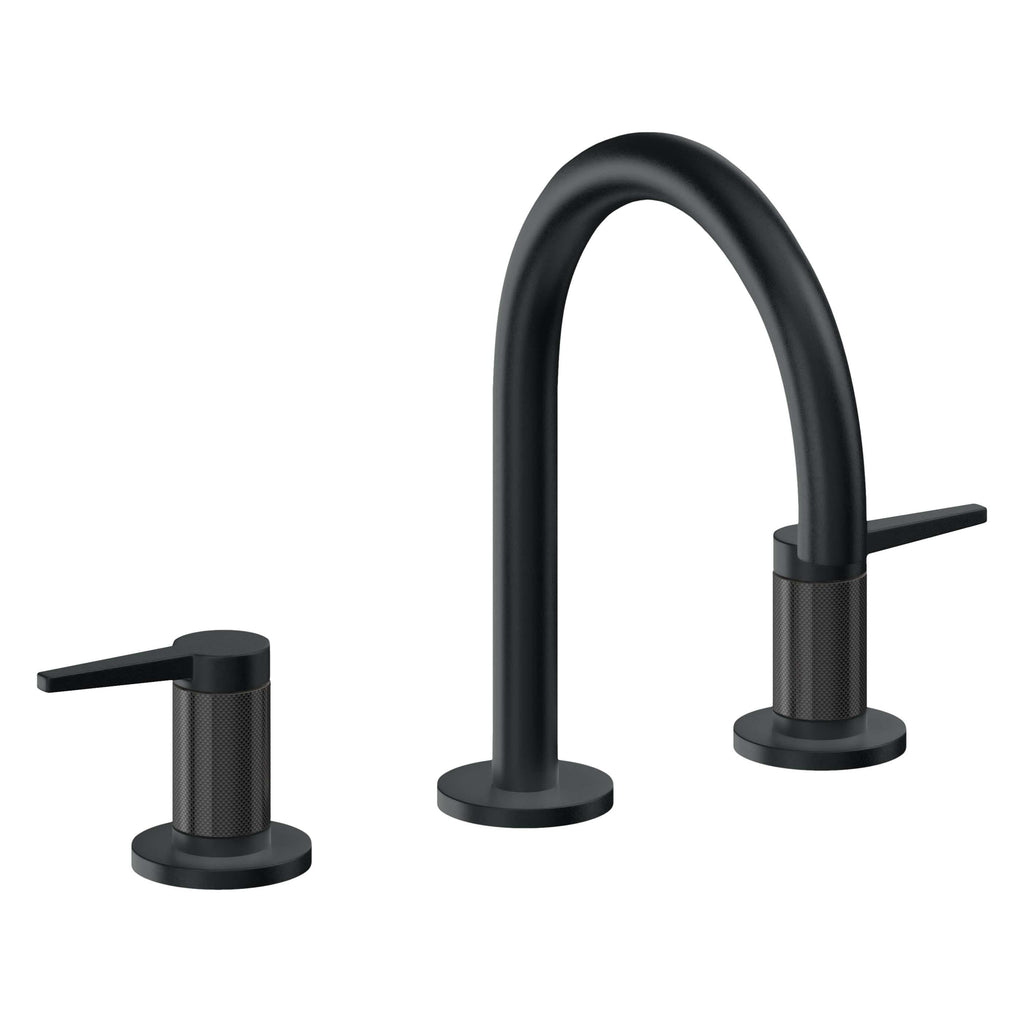 California Faucets D Street 8" Llave de Lavabo de 3 Orificios para Cubierta, con Dos Manerales - Palanca Plana - Carbón