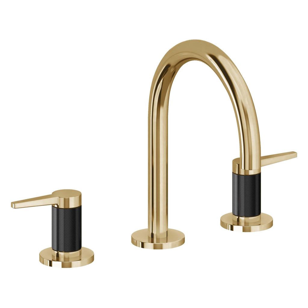 California Faucets D Street 8" Llave de Lavabo de 3 Orificios para Cubierta, con Dos Manerales - Palanca Plana - Oro Francés