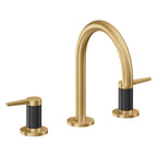 California Faucets D Street 8" Llave de Lavabo de 3 Orificios para Cubierta, con Dos Manerales - Palanca Plana - Oro Satinado de por Vida