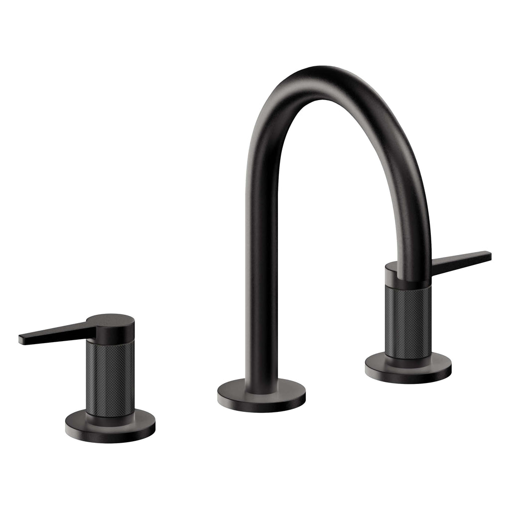 California Faucets D Street 8" Llave de Lavabo de 3 Orificios para Cubierta, con Dos Manerales - Palanca Plana - Negro Mate