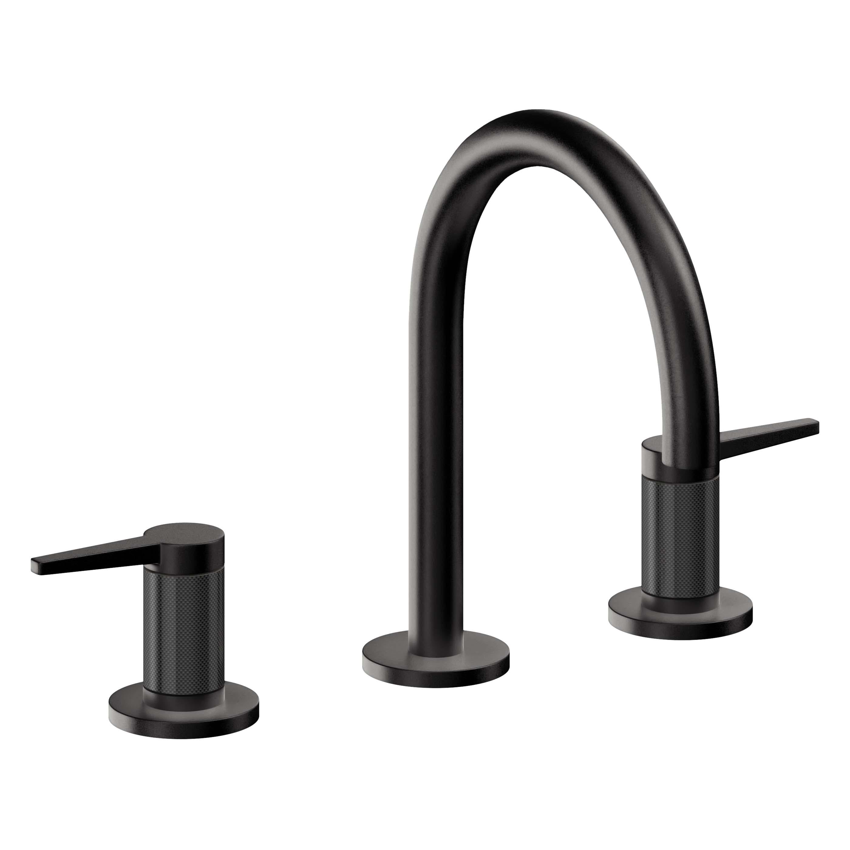 California Faucets D Street 8" Llave de Lavabo de 3 Orificios para Cubierta, con Dos Manerales - Palanca Plana - Negro Mate