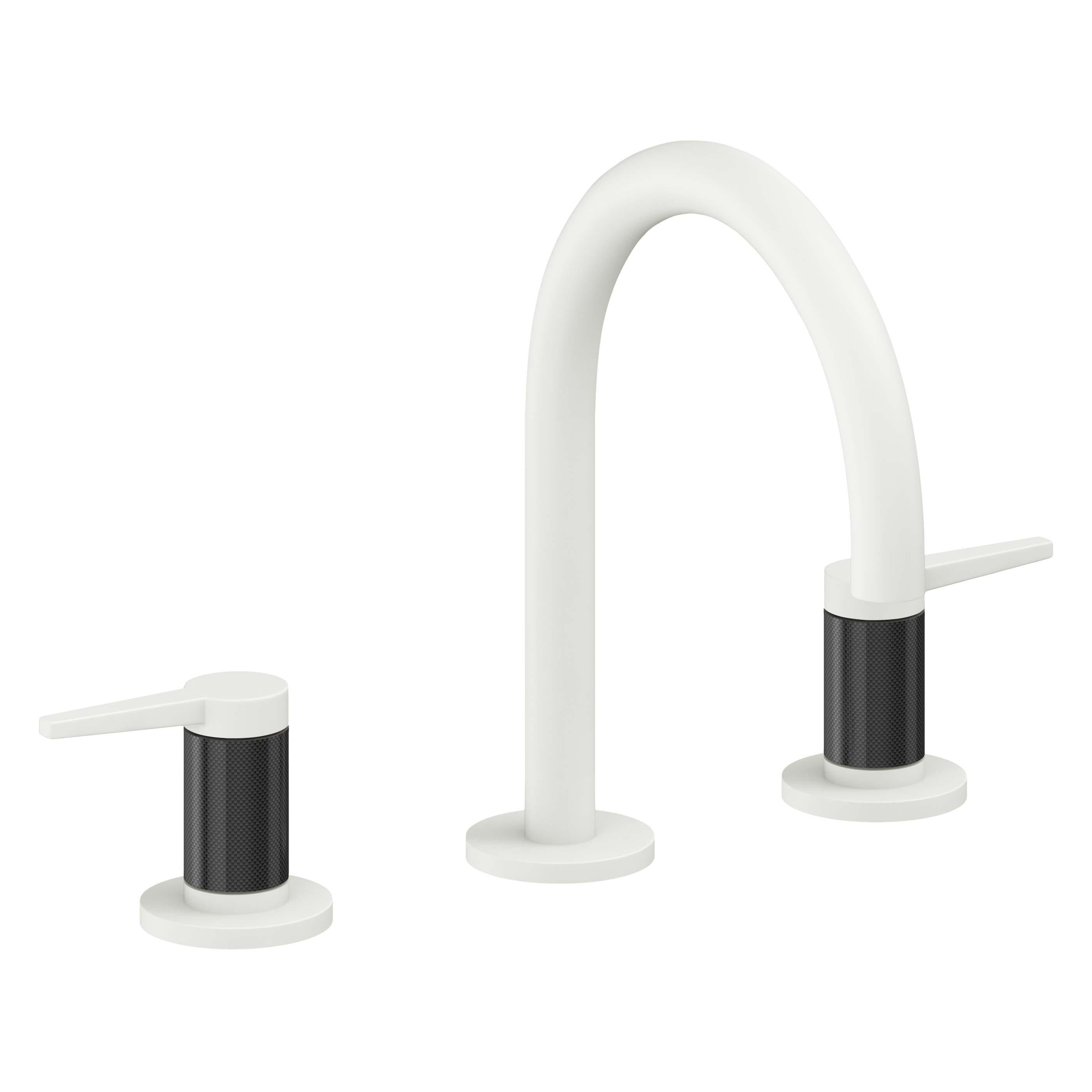 California Faucets D Street 8" Llave de Lavabo de 3 Orificios para Cubierta, con Dos Manerales - Palanca Plana - Blanco Mate