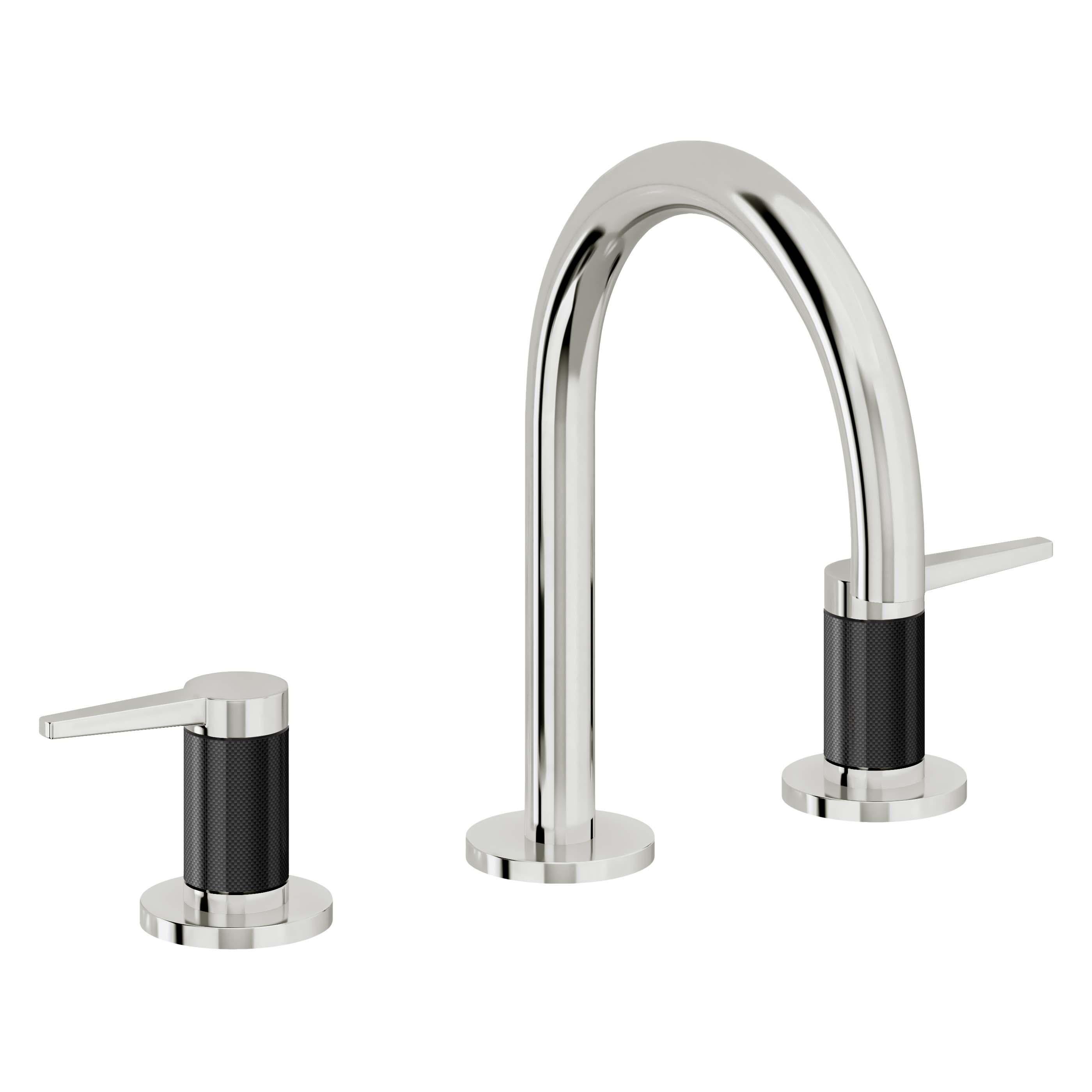 California Faucets D Street 8" Llave de Lavabo de 3 Orificios para Cubierta, con Dos Manerales - Palanca Plana - Cromo Pulido