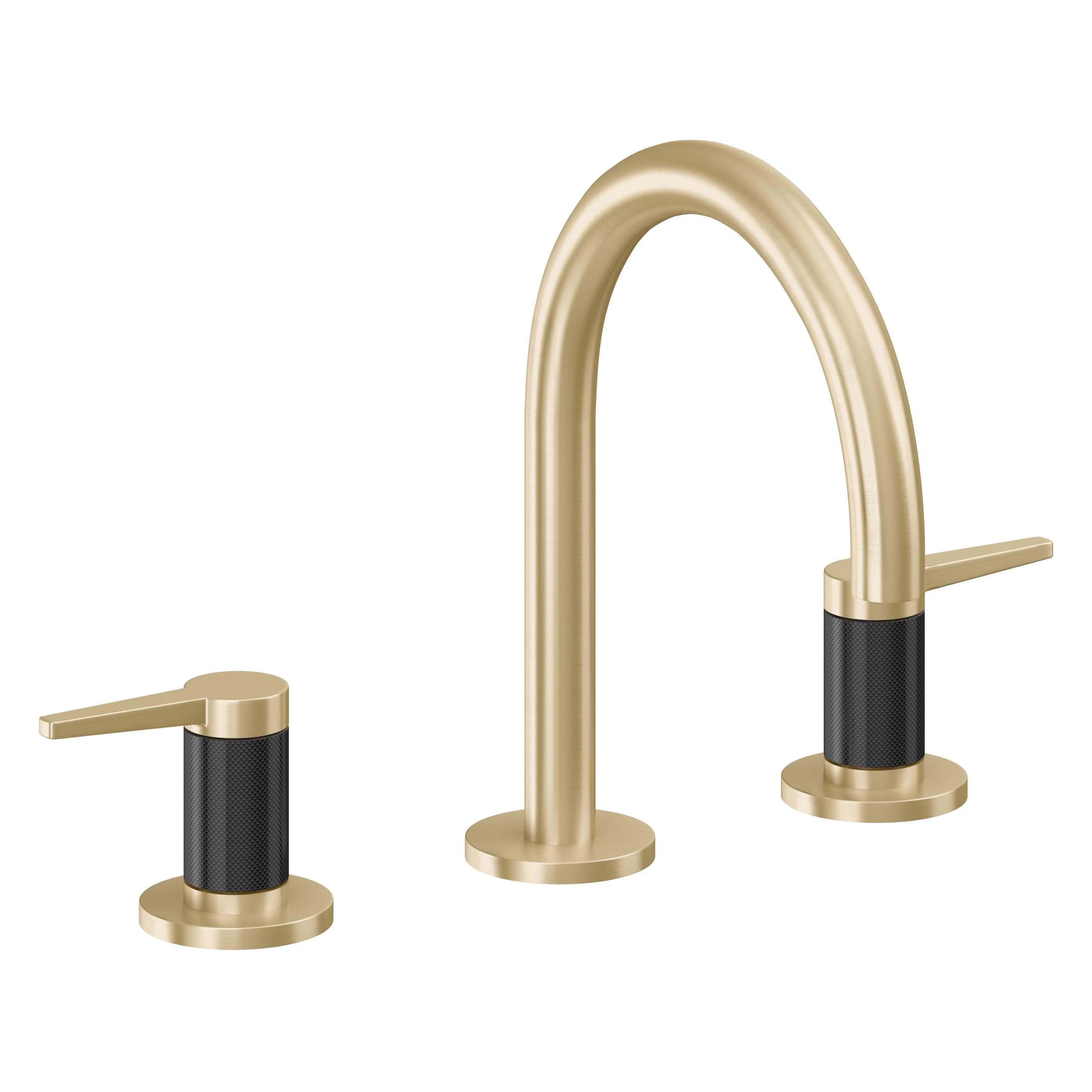 California Faucets D Street 8" Llave de Lavabo de 3 Orificios para Cubierta, con Dos Manerales - Palanca Plana - Latón Satinado