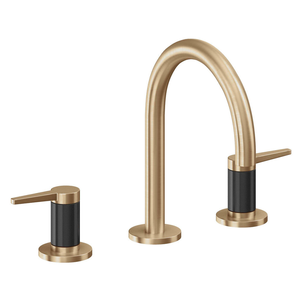 California Faucets D Street 8" Llave de Lavabo de 3 Orificios para Cubierta, con Dos Manerales - Palanca Plana - Bronce Satinado